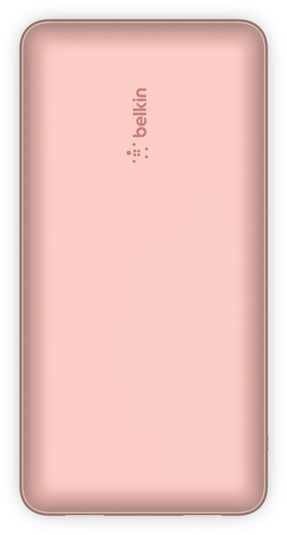Belkin BoostCharge Ekstern Batteri, 20000mAh, 15W, 1 x USB-C - 2 x USB-A, Lyserød Guld BPB012btRG