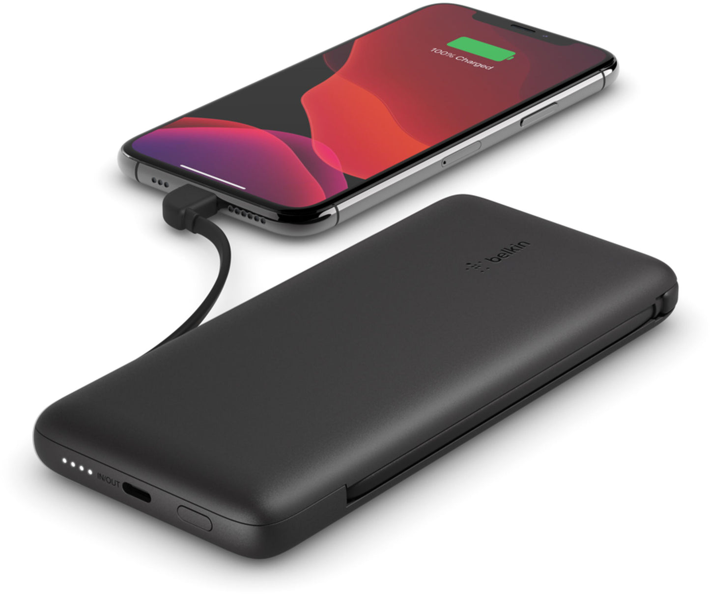 Belkin BoostCharge Plus Ekstern Batteri, 10000mAh, 23W, QC + PD, 1 x Lightning - 2 x USB-C, Sort BPB006btBLK