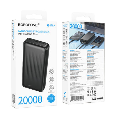 Ekstern Batteri Borofone BJ78A Clever, 20000mAh, 10W, 2 x USB-A, Sort