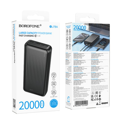 Ekstern Batteri Borofone BJ78A Clever, 20000mAh, 10W, 2 x USB-A, Sort