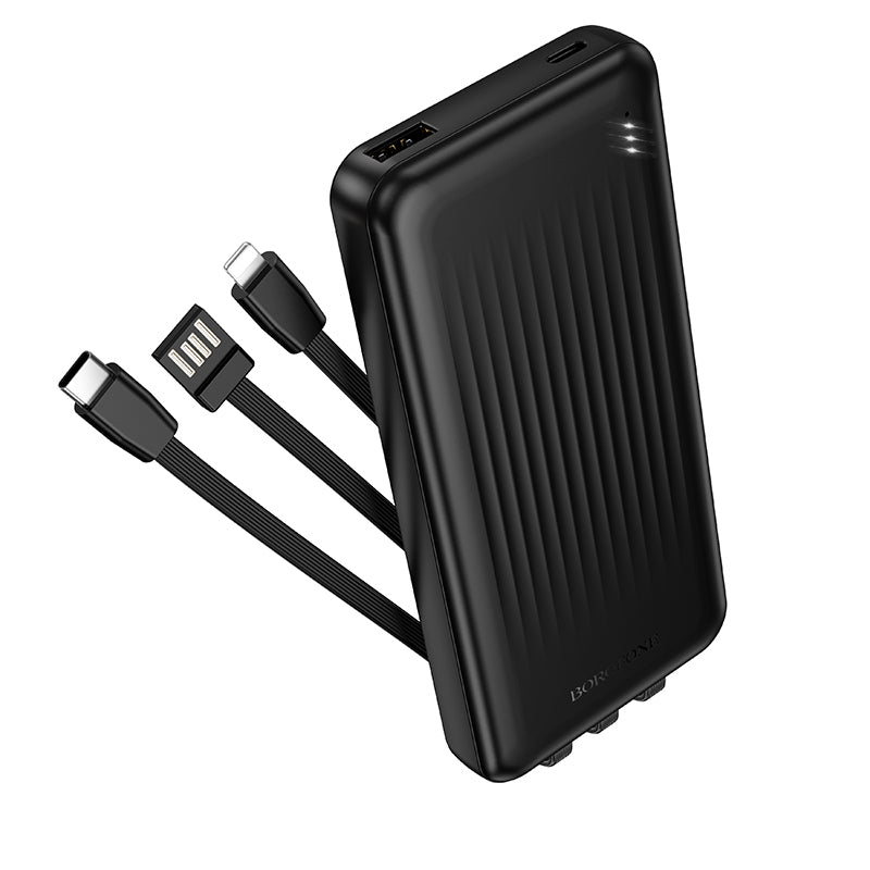 Ekstern batteri Borofone BJ79 Clever, 10000mAh, 10W, 1 x Lightning - 1 x USB-A - 1 x USB-C, Sort