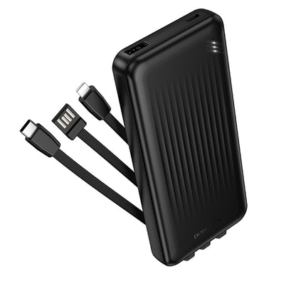 Ekstern batteri Borofone BJ79 Clever, 10000mAh, 10W, 1 x Lightning - 1 x USB-A - 1 x USB-C, Sort