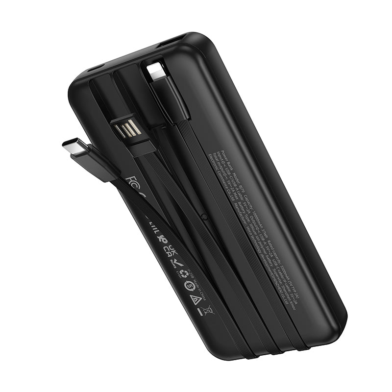 Ekstern batteri Borofone BJ79 Clever, 10000mAh, 10W, 1 x Lightning - 1 x USB-A - 1 x USB-C, Sort