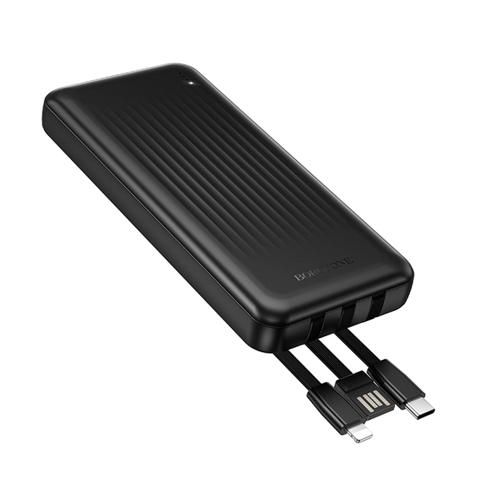 Ekstern batteri Borofone BJ79 Clever, 10000mAh, 10W, 1 x Lightning - 1 x USB-A - 1 x USB-C, Sort