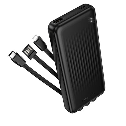 Ekstern batteri Borofone BJ79 Clever, 10000mAh, 10W, 1 x Lightning - 1 x USB-A - 1 x USB-C, Sort