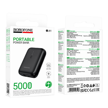 Borofone BJ81 Stability Ekstern Batteri, 5000mAh, 10W, 1 x USB-A, Sort