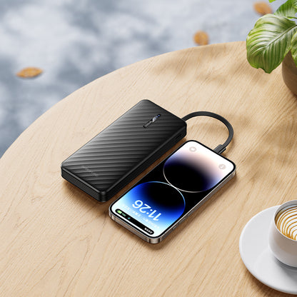 Borofone BJ84 Smooth Ekstern Batteri, 10000mAh, 10W, 1 x Lightning - 1 x microUSB - 1 x USB-A - 1 x USB-C, Sort