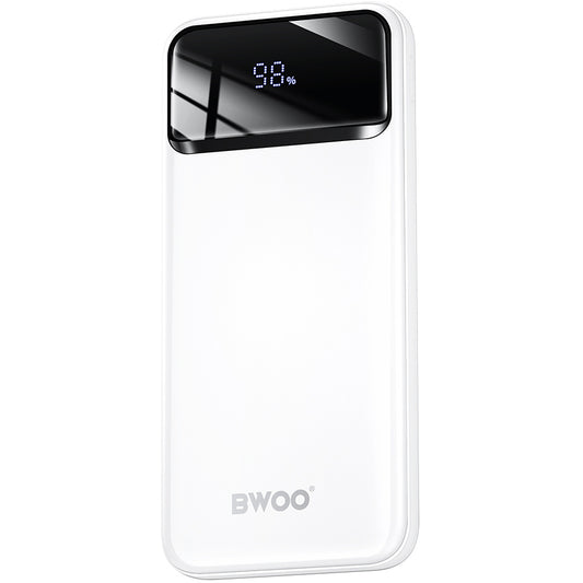 Ekstern Batteri BWOO BO-P34, 10000mAh, 22.5W, QC + PD, 1 x USB-C - 2 x USB-A, Hvid