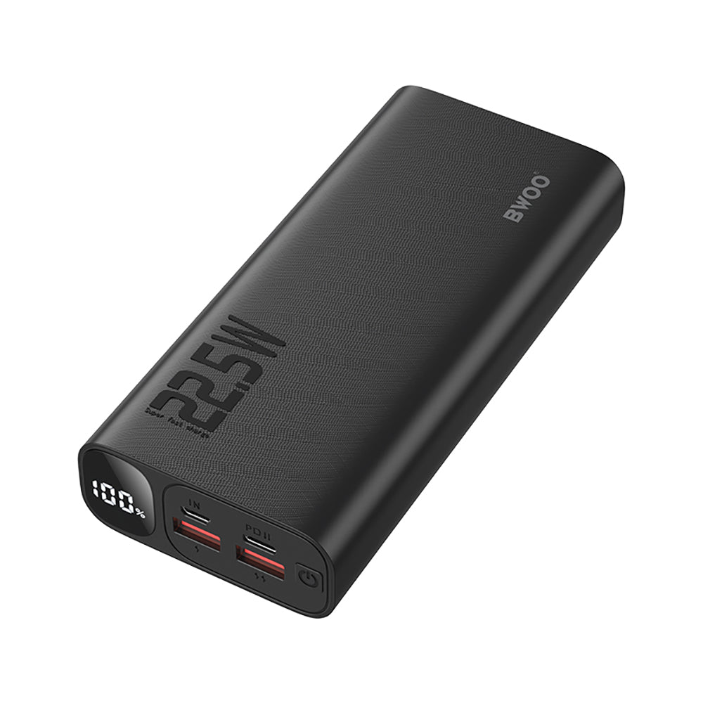 Ekstern batteri BWOO BO-P44, 20000mAh, 22.5W, QC + PD, 1 x USB-C - 2 x USB-A, Sort