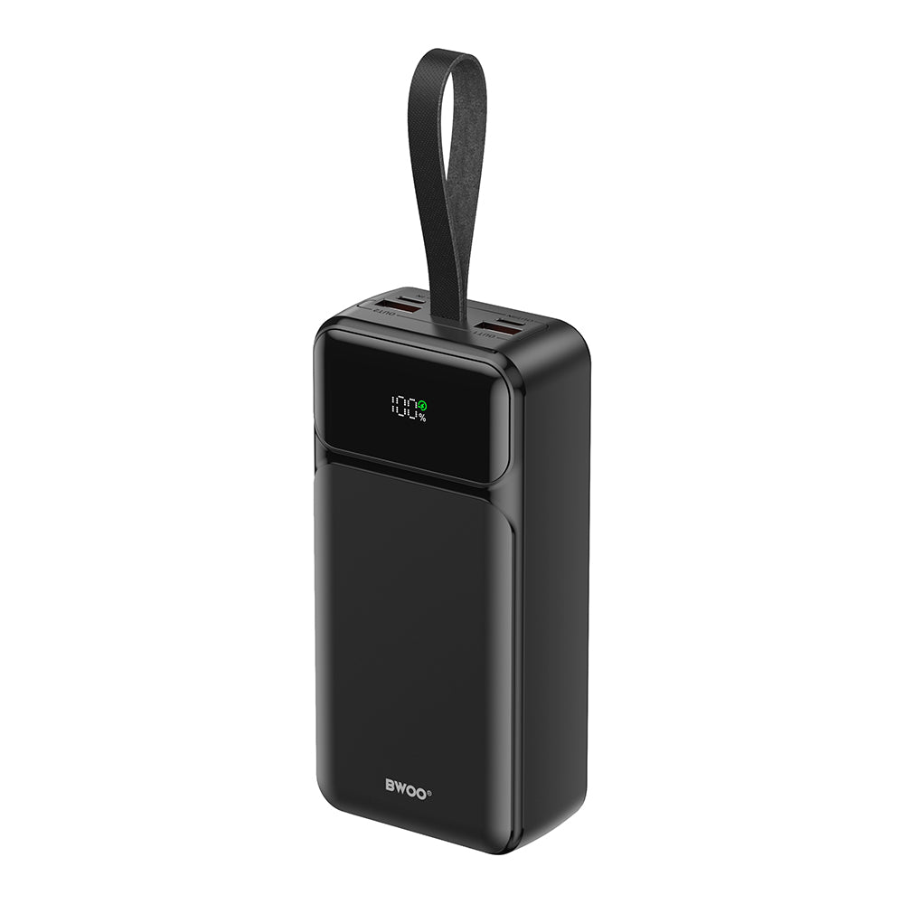 Ekstern Batteri BWOO BO-P66, 30000mAh, 65W, QC + PD, 1 x USB-C - 2 x USB-A, Sort