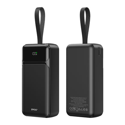Ekstern Batteri BWOO BO-P66, 30000mAh, 65W, QC + PD, 1 x USB-C - 2 x USB-A, Sort