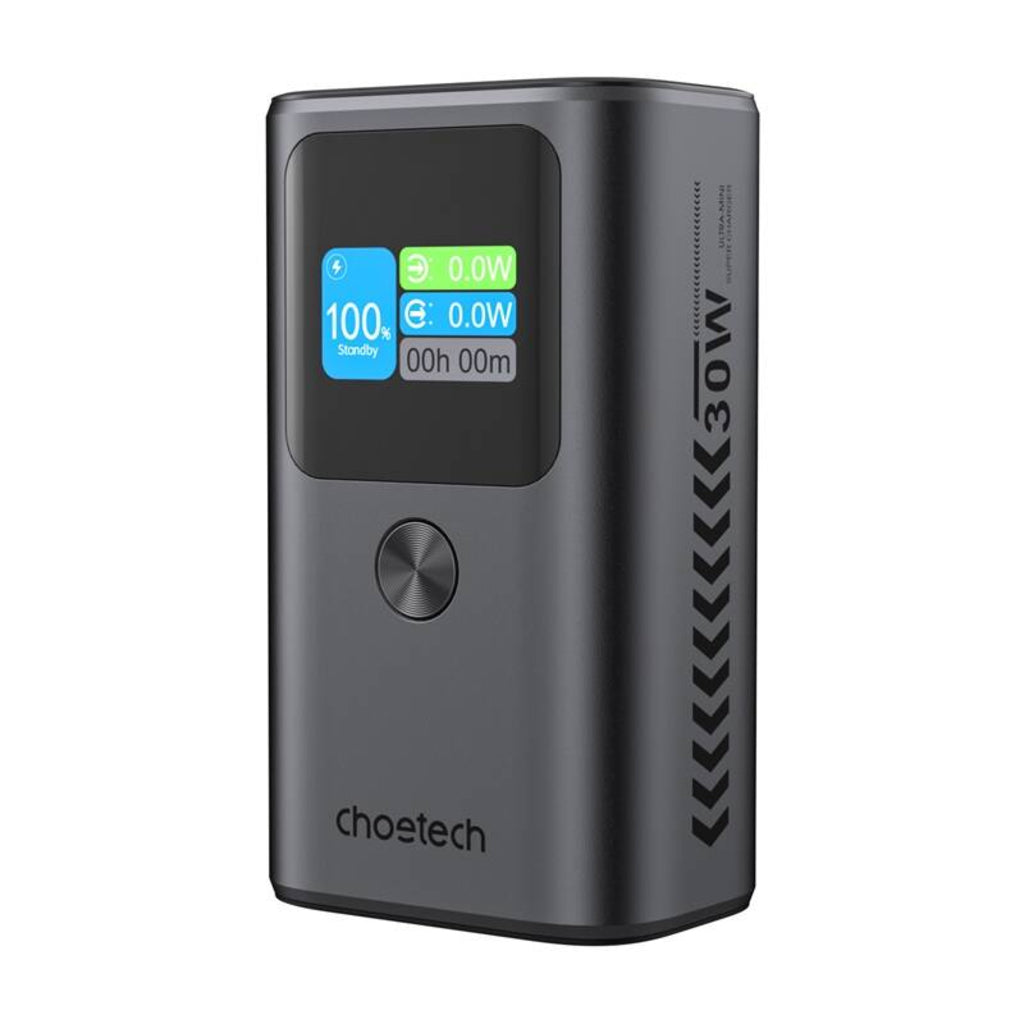 Ekstern batteri Choetech B701, 10000mAh, 30W, QC + PD, 1 x USB-A - 2 x USB-C, Sort