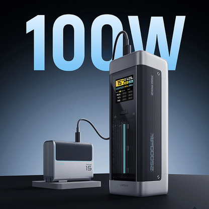 Ekstern Batteri Cuktech, 25000mAh, 210W, QC + PD, 1 x USB-A - 2 x USB-C, Sort CUK00P23GLBK