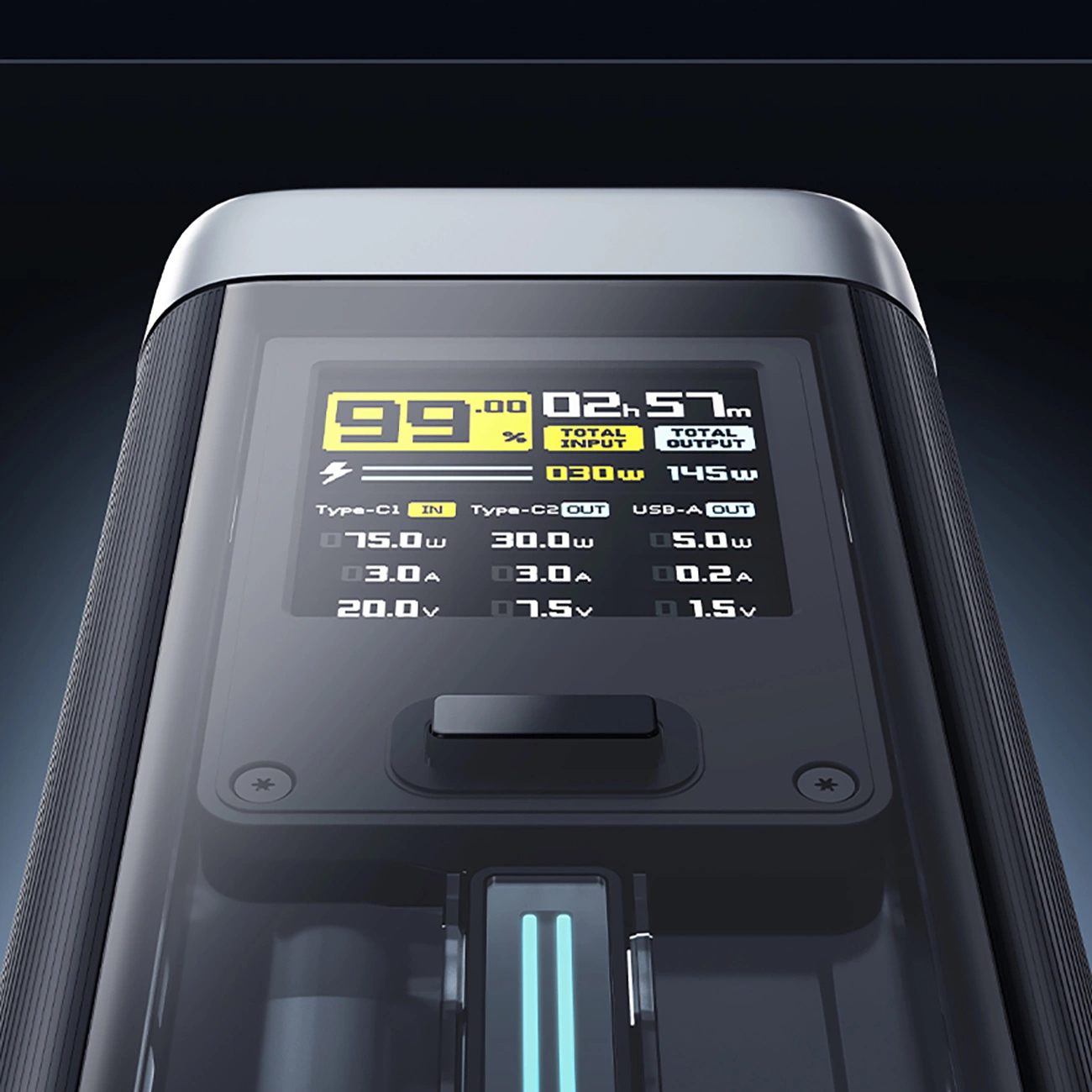 Ekstern Batteri Cuktech, 25000mAh, 210W, QC + PD, 1 x USB-A - 2 x USB-C, Sort CUK00P23GLBK