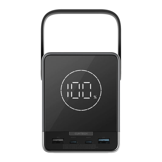 Cuktech Ekstern Batteri, 40000mAh, 300W, QC + PD + FQI, 1 x QI - 2 x USB-A - 2 x USB-C, Sort