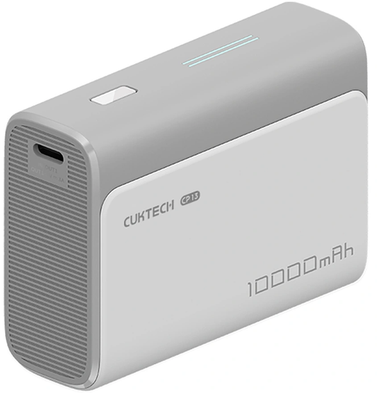Ekstern Batteri Cuktech CP13, 10000mAh, 30W, QC + PD, 1 x USB-A - 1 x USB-C, Grå