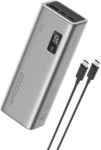 Ekstern Batteri Cuktech P+ No.15, 20000mAh, 150W, QC + PD, 1 x USB-A - 2 x USB-C, Grå CUKPB200GLBK