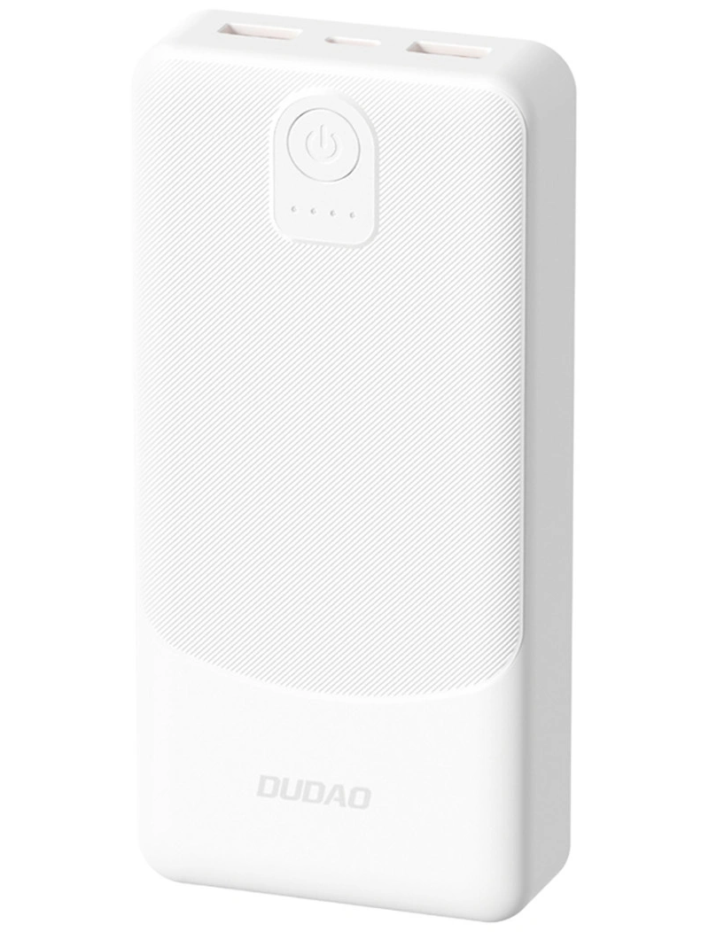 Ekstern Batteri Dudao K10Pro, 20000mAh, 12W, 2 x USB-A, Hvid