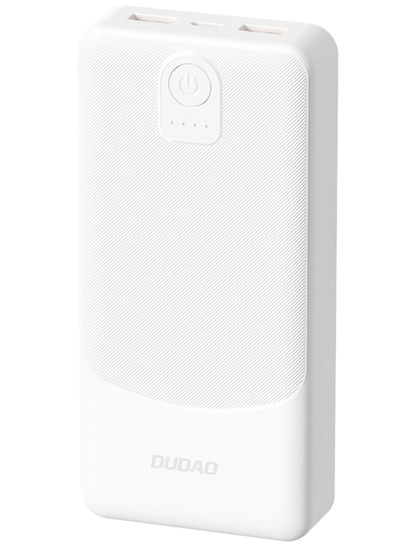 Ekstern Batteri Dudao K10Pro, 20000mAh, 12W, 2 x USB-A, Hvid