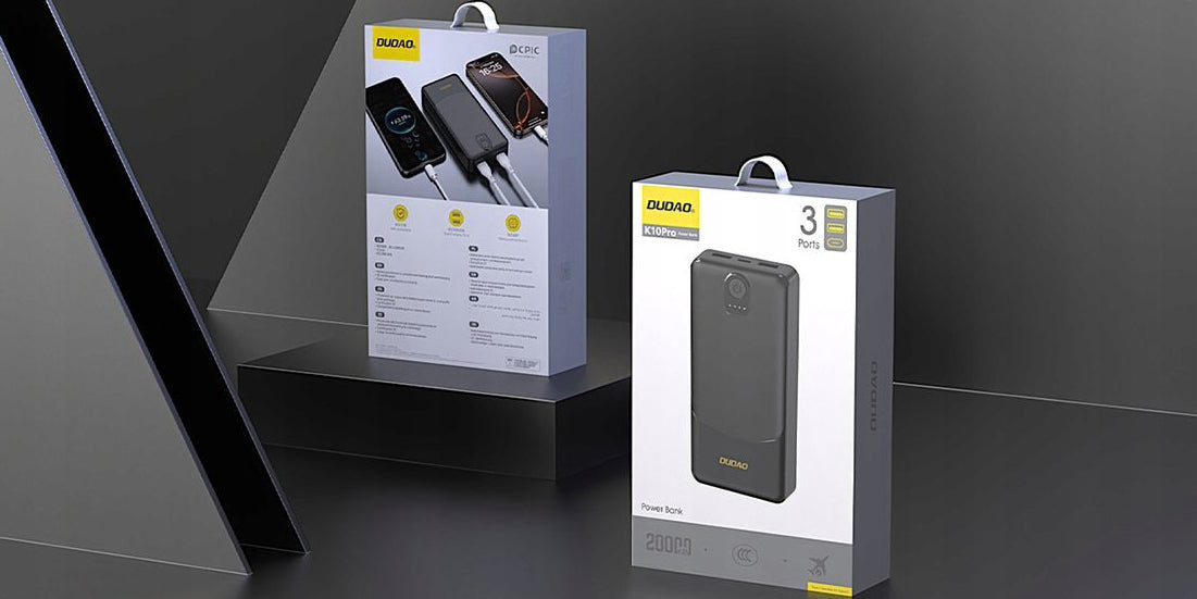 Ekstern Batteri Dudao K10Pro, 20000mAh, 12W, 2 x USB-A, Sort