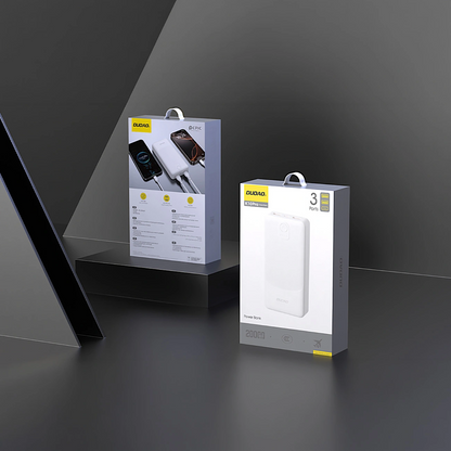 Ekstern Batteri Dudao K10Pro, 20000mAh, 12W, 2 x USB-A, Hvid