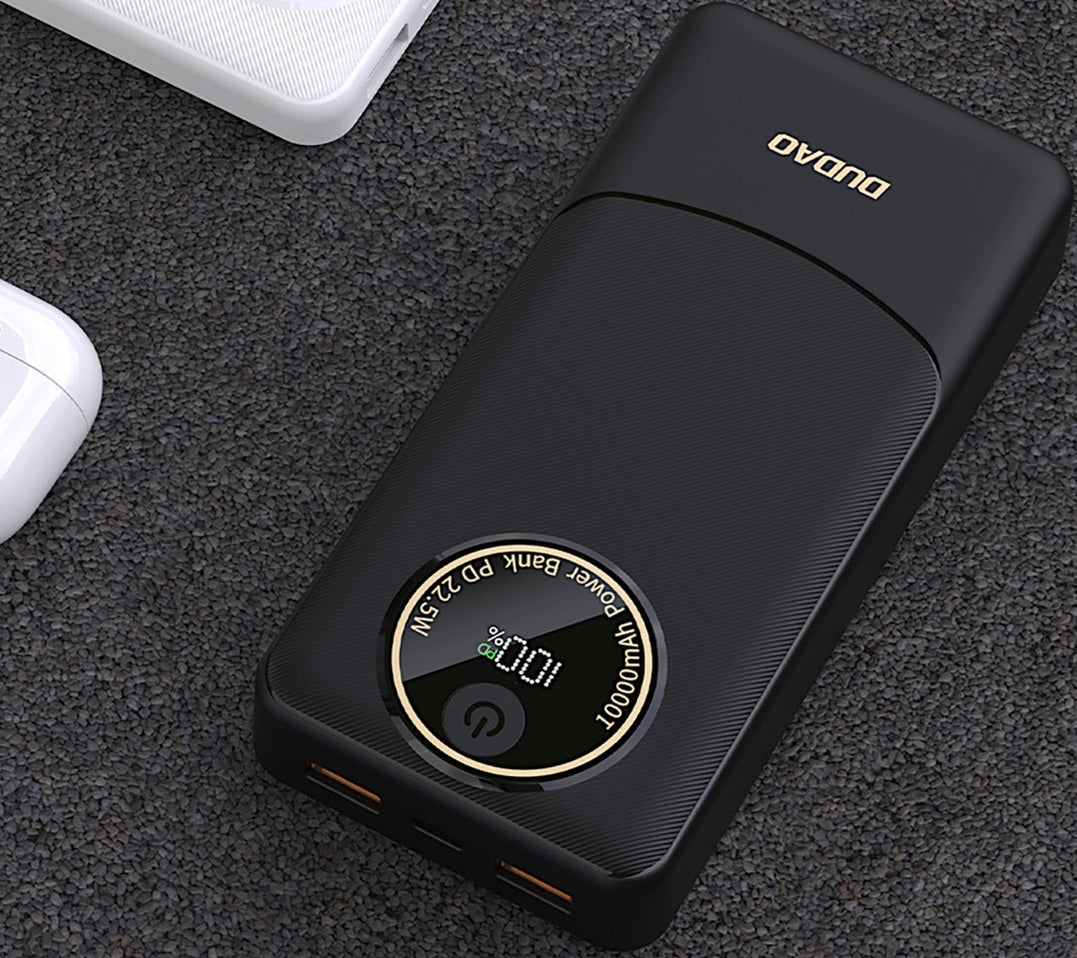 Ekstern Batteri Dudao K12Pro, 20000mAh, 22.5W, QC + PD, 1 x USB-C - 2 x USB-A, Sort
