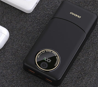 Ekstern Batteri Dudao K12Pro, 20000mAh, 22.5W, QC + PD, 1 x USB-C - 2 x USB-A, Sort