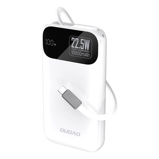 Ekstern Batteri Dudao K31, 10000mAh, 22.5W, PD, 2 x USB-C, Hvid