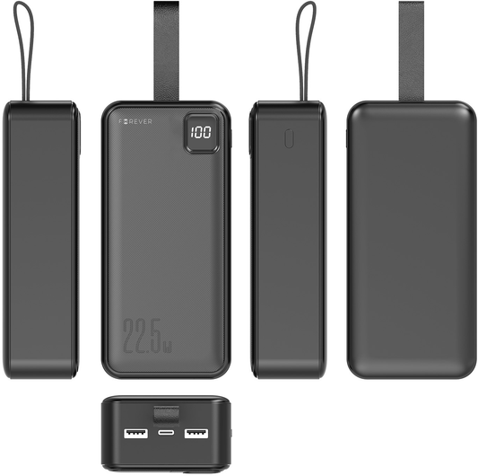 Forever TB-300XL powerbank, 30000 mAh, 22,5 W, QC + PD, 1 x USB-C – 2 x USB-A, sort