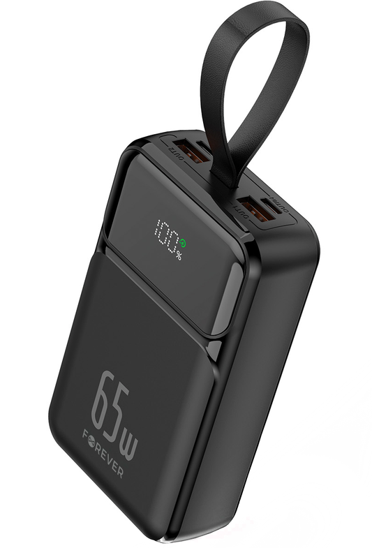 Ekstern Batteri Forever TB-400, 20000mAh, 65W, QC + PD, 2 x USB-A - 2 x USB-C, Sort