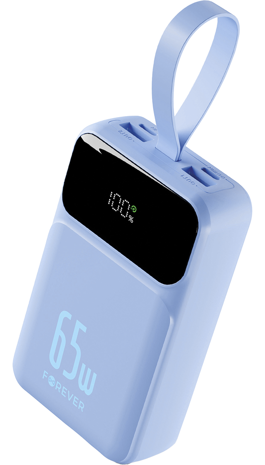 Ekstern Batteri Forever Vibe-TB65, 20000mAh, 65W, QC + PD, 2 x USB-A - 2 x USB-C, Blå