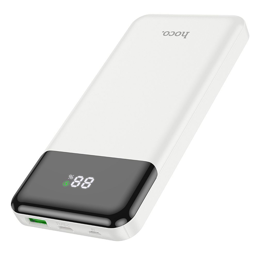 Ekstern Batteri HOCO J102, 10000mAh, 20W, QC + PD, 1 x USB-A - 1 x USB-C, Hvid