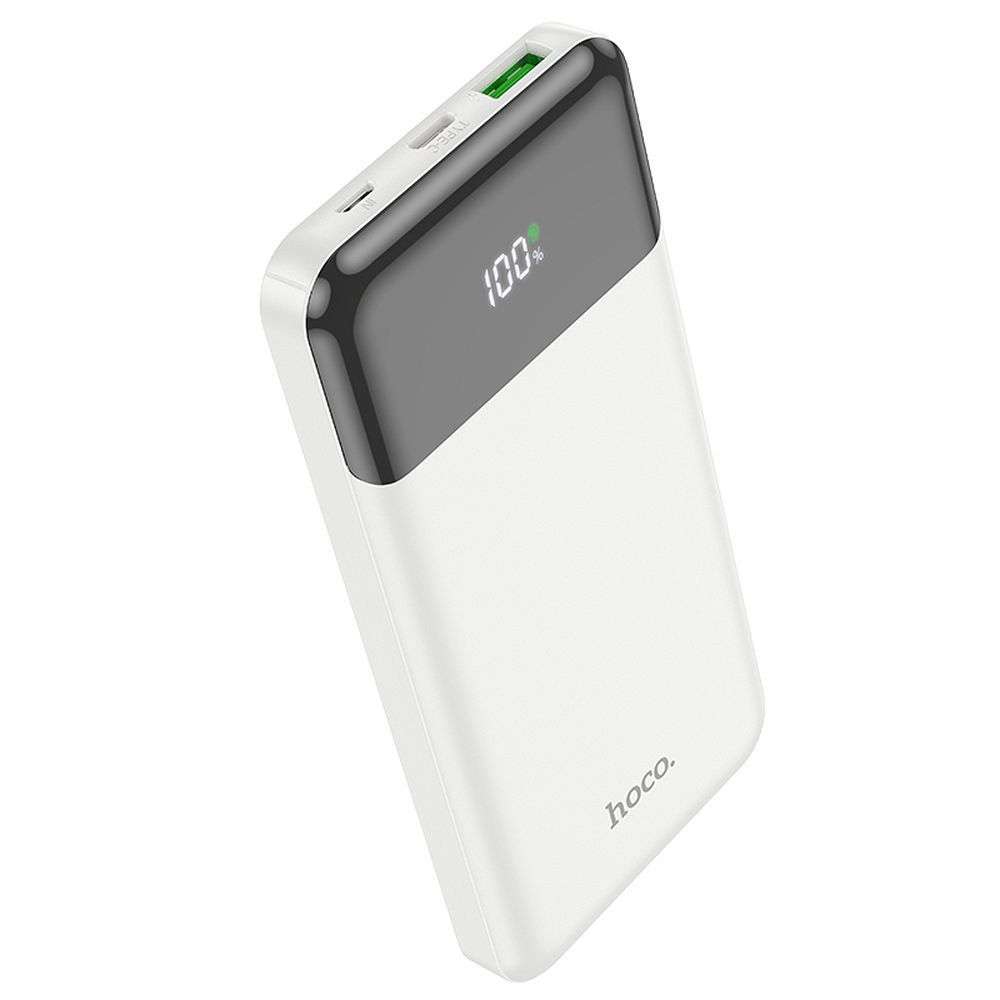 Ekstern Batteri HOCO J102, 10000mAh, 20W, QC + PD, 1 x USB-A - 1 x USB-C, Hvid