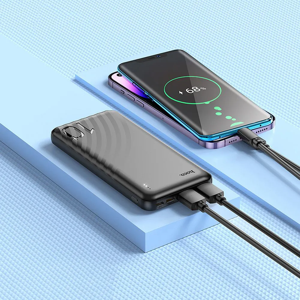 Ekstern Batteri HOCO J123, 10000mAh, 10W, 2 x USB-A, Sort