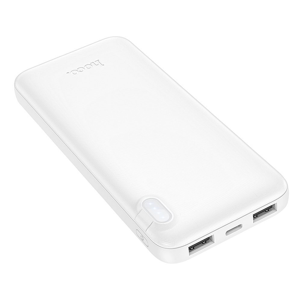Ekstern Batteri HOCO J128, 10000mAh, 10W, 2 x USB-A, Hvid