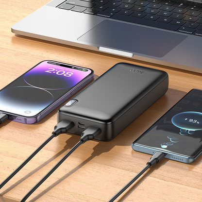 Ekstern Batteri HOCO J128A, 20000mAh, 10W, 2 x USB-A, Sort, Genforseglet