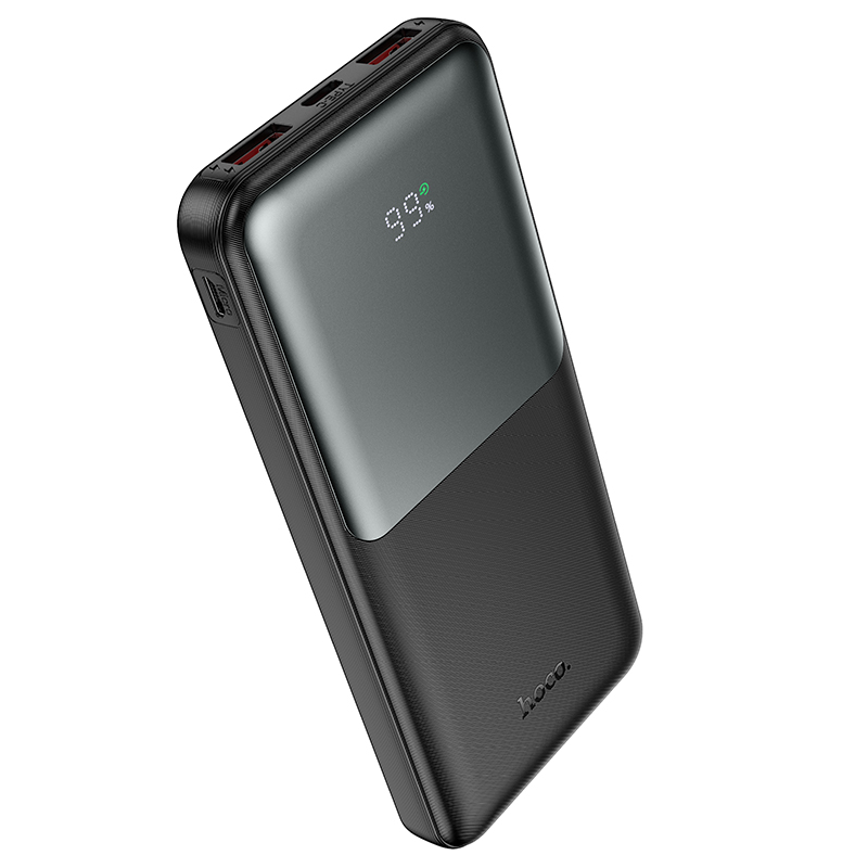 HOCO J136 powerbank, 10000 mAh, 22,5 W, QC + PD, 1 x USB-C – 2 x USB-A, sort