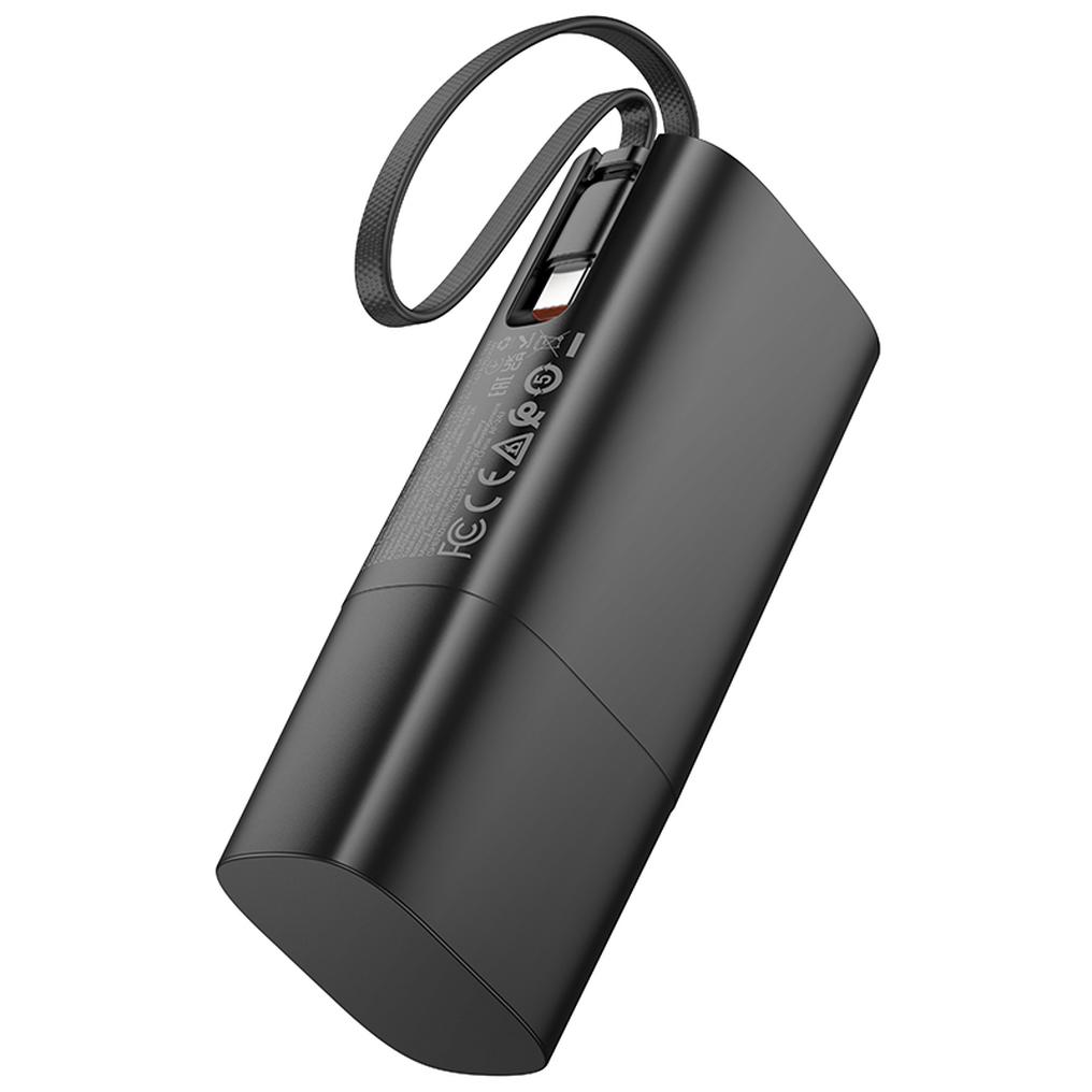 HOCO J148 2-i-1 powerbank, 5000 mAh, 20 W, PD, 2 x USB-C, sort