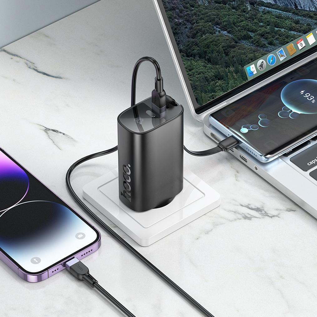 HOCO J148 2-i-1 powerbank, 5000 mAh, 20 W, PD, 2 x USB-C, sort