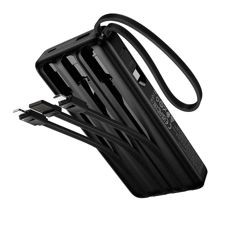 Ekstern Batteri HOCO J156 Founder, 10000mAh, 22.5W, QC + PD, 1 x Lightning - 1 x microUSB - 1 x USB-A - 2 x USB-C, Sort