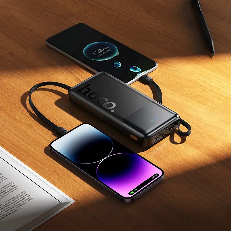 Ekstern Batteri HOCO J156 Founder, 10000mAh, 22.5W, QC + PD, 1 x Lightning - 1 x microUSB - 1 x USB-A - 2 x USB-C, Sort