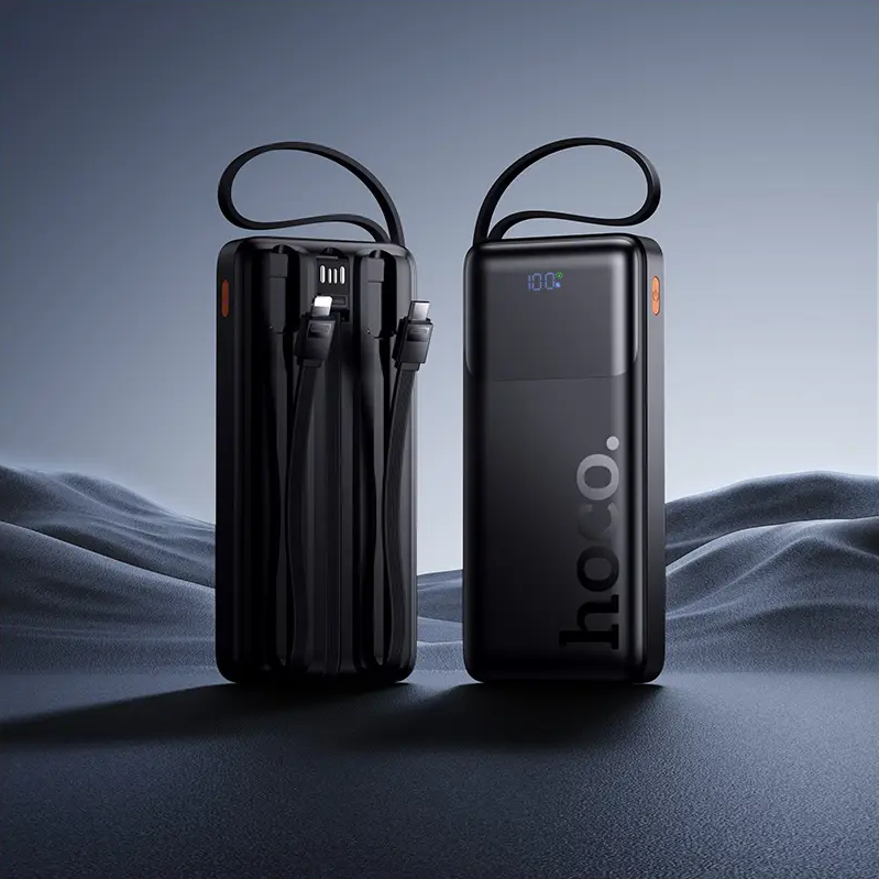 Ekstern Batteri HOCO J156 Founder, 10000mAh, 22.5W, QC + PD, 1 x Lightning - 1 x microUSB - 1 x USB-A - 2 x USB-C, Sort