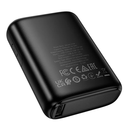 Ekstern Batteri HOCO J158, 5000mAh, 10W, 1 x USB-A, Sort