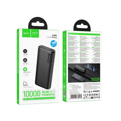 Ekstern Batteri HOCO J158A, 10000mAh, 10W, 2 x USB-A, Sort