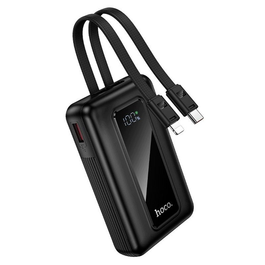 Ekstern Batteri HOCO J162, 10000mAh, 22.5W, QC + PD, 1 x Lightning - 1 x USB-A - 2 x USB-C, Sort