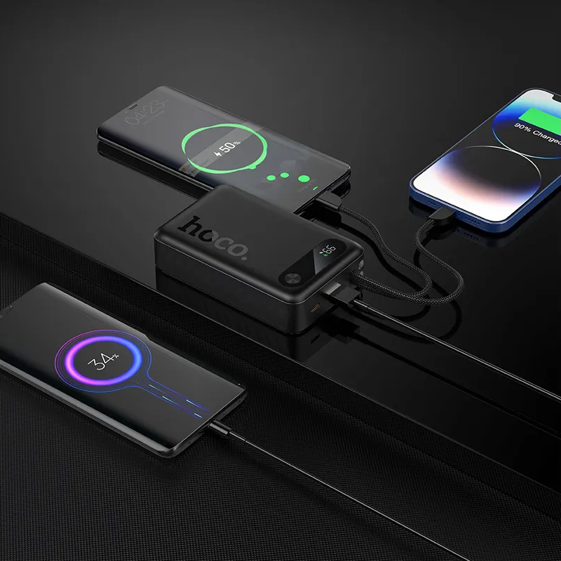 Ekstern Batteri HOCO J171A, 20000mAh, 22,5W, QC + PD, 1 x Lightning - 1 x USB-A - 2 x USB-C, Sort