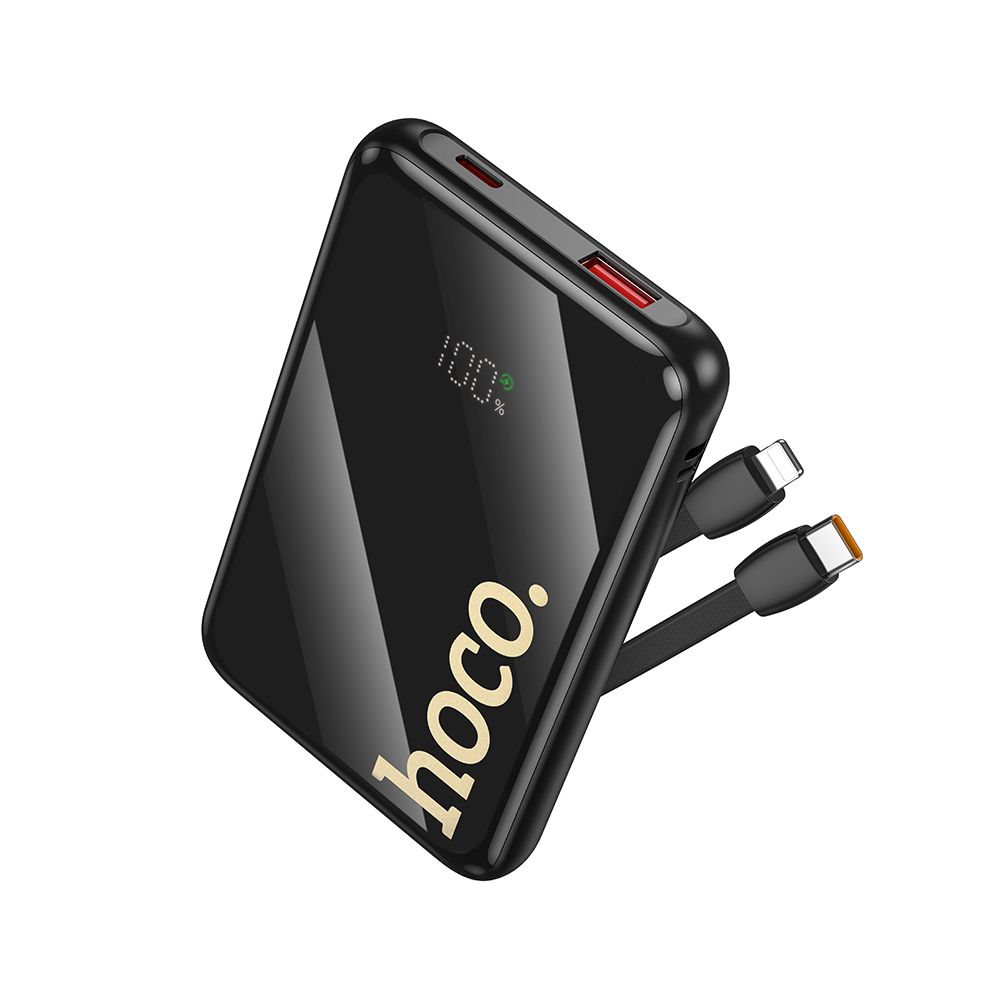 Ekstern Batteri HOCO Q37, 10000mAh, 22,5W, QC + PD, 1 x Lightning - 1 x USB-A - 2 x USB-C, Sort