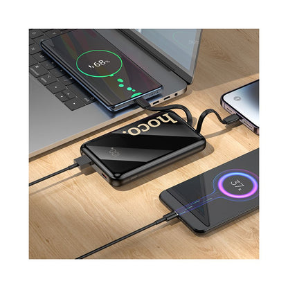 Ekstern Batteri HOCO Q37, 10000mAh, 22,5W, QC + PD, 1 x Lightning - 1 x USB-A - 2 x USB-C, Sort