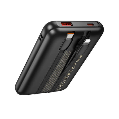 Ekstern Batteri HOCO Q37, 10000mAh, 22,5W, QC + PD, 1 x Lightning - 1 x USB-A - 2 x USB-C, Sort