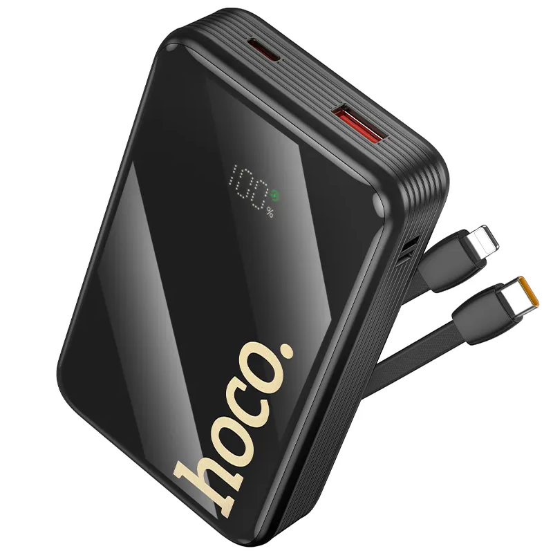 Ekstern Batteri HOCO Q37A, 20000mAh, 22,5W, QC + PD, 1 x Lightning - 1 x USB-A - 2 x USB-C, Sort